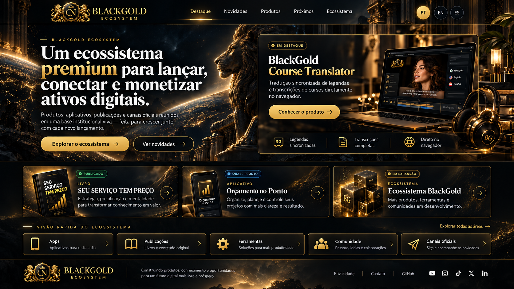 BlackGold Ecosystem — visual aprovado BlackGold Ecosystem